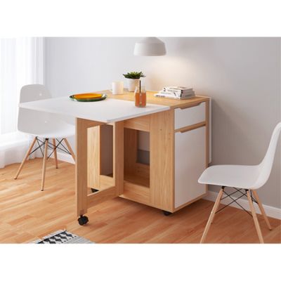 Imagen 2 del producto Comedor plegable multifuncional Iowa madera 4 personas con ruedas