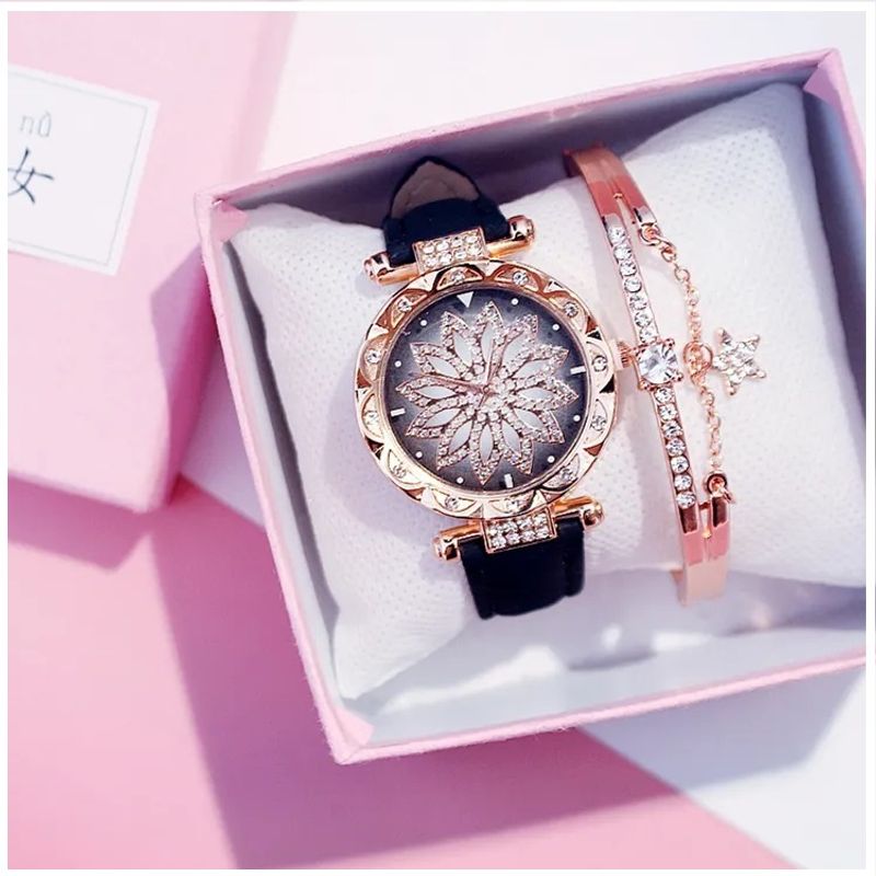 GENERICO - Reloj de lujo Personalizado para Mujeres con Incrustaciones y Pulsera