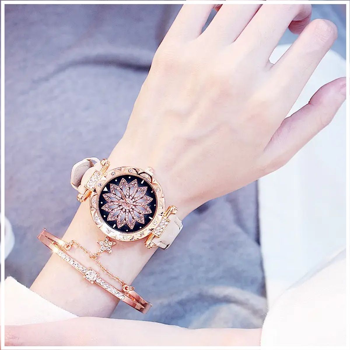 GENERICO - Reloj de lujo Personalizado para Mujeres con Incrustaciones y Pulsera