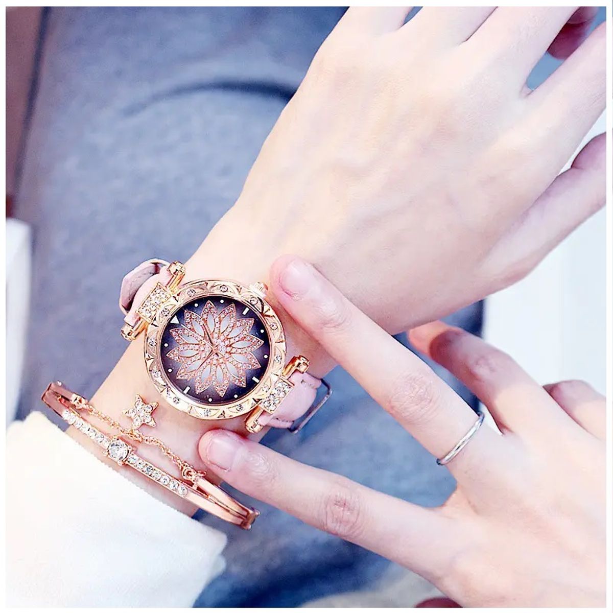 GENERICO - Reloj de lujo Personalizado para Mujeres con Incrustaciones y Pulsera