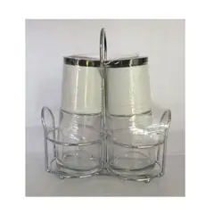GENERICO - Set de 2 molinillos de ceramica de envase de vidrio incluye portamolino de acero inox.