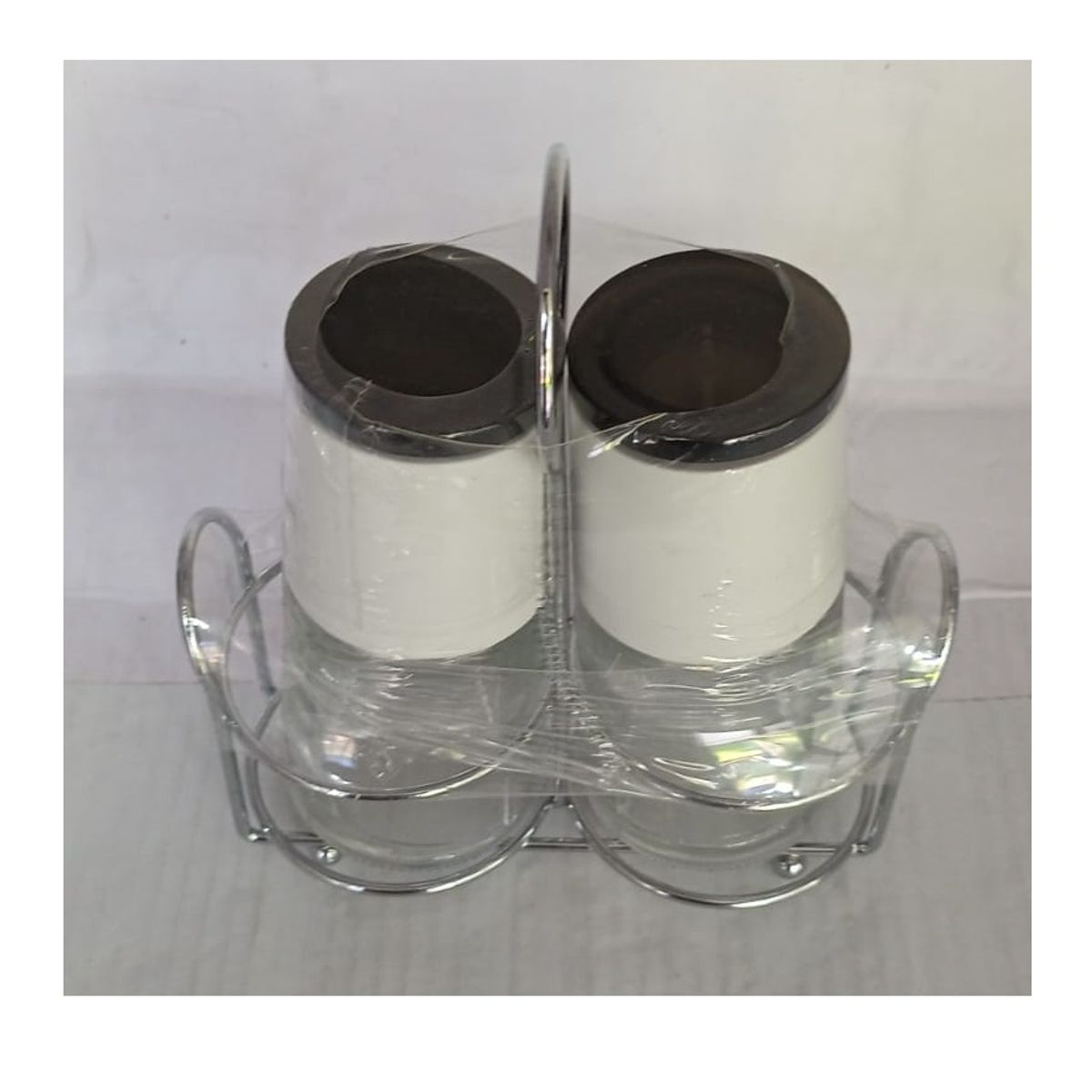 GENERICO - Set de 2 molinillos de ceramica de envase de vidrio incluye portamolino de acero inox.