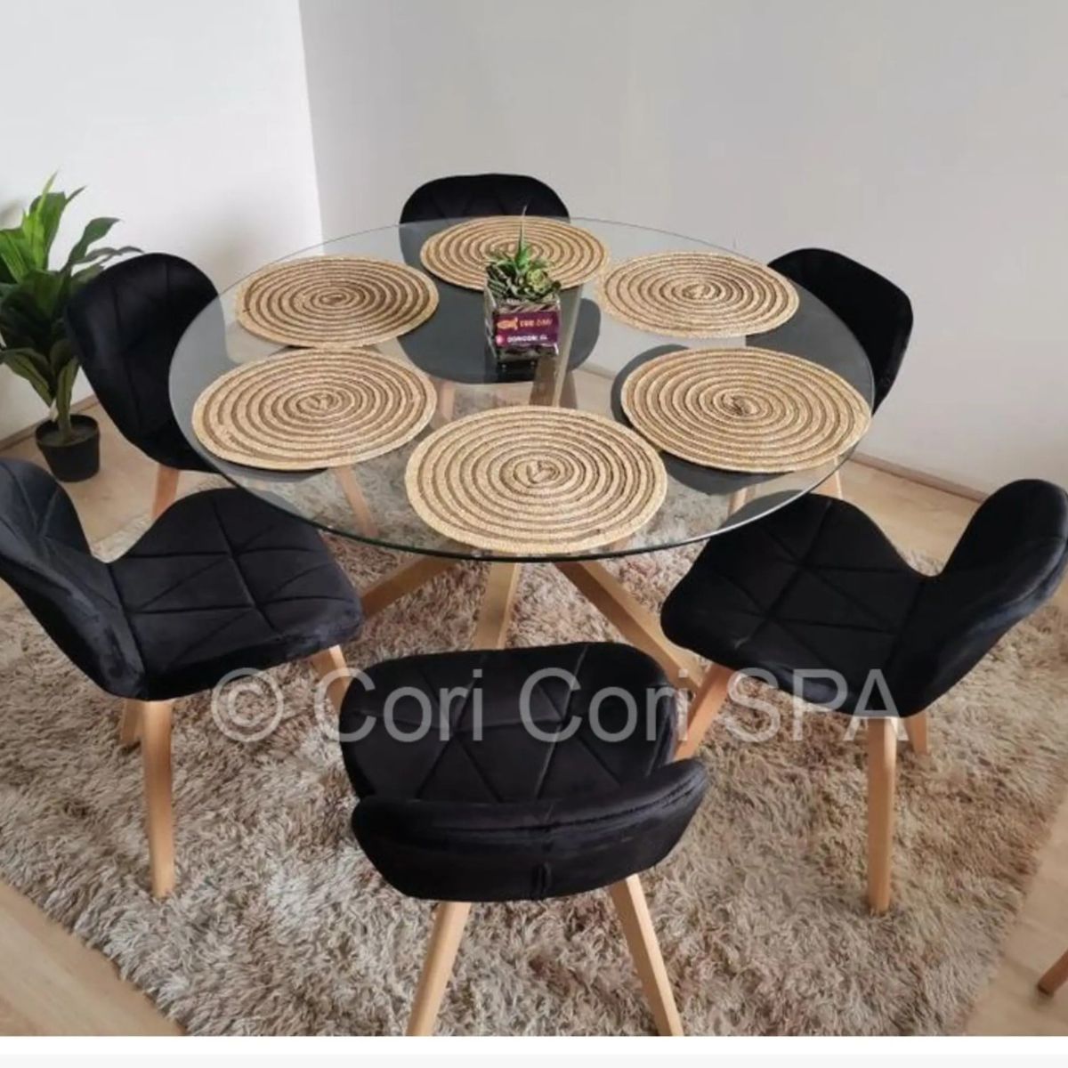 CORI CORI - Comedor Warwick 120cm + 6 Sillas Mariposa Velvet