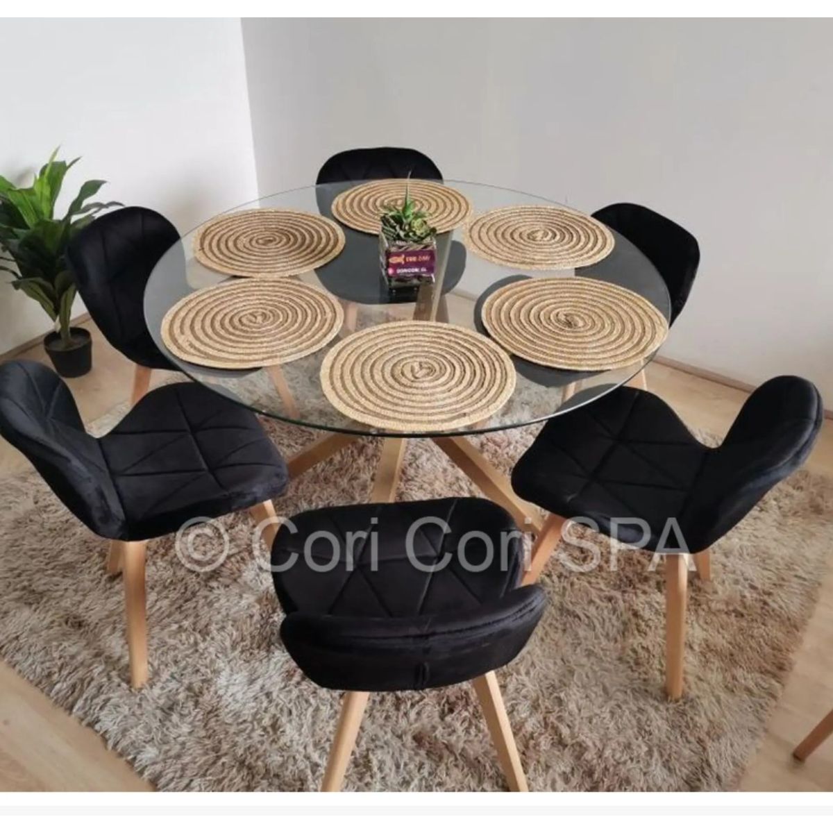 CORI CORI - Comedor Warwick 120cm + 6 Sillas Mariposa Velvet