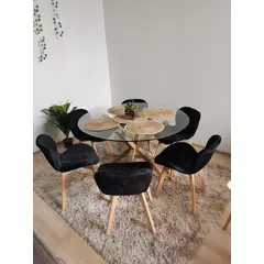 CORI CORI - Comedor Warwick 120cm + 6 Sillas Mariposa Velvet Negro