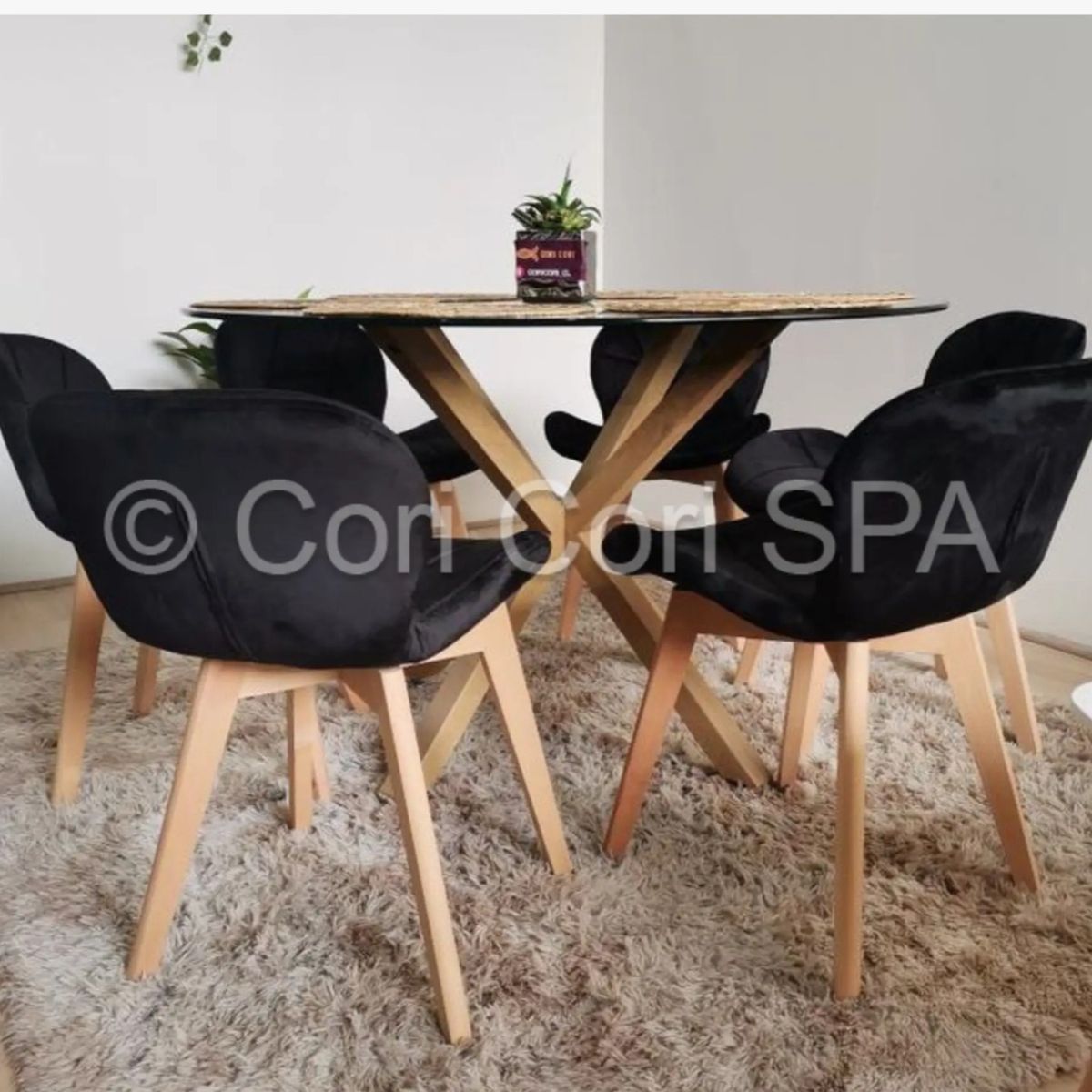 CORI CORI - Comedor Warwick 120cm + 6 Sillas Mariposa Velvet