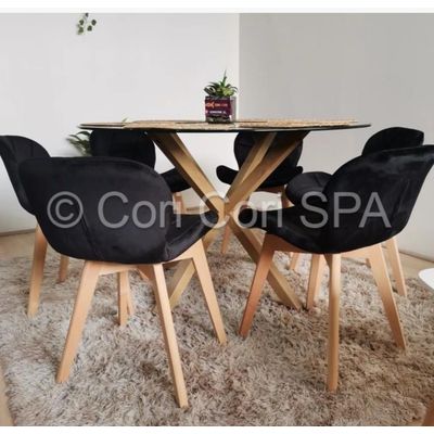 Imagen 2 del producto Comedor Warwick 120cm + 6 Sillas Mariposa Velvet