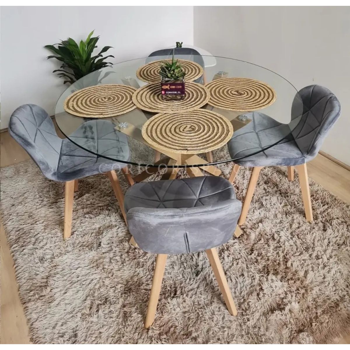 CORI CORI - Comedor Warwick 120cm + 4 Sillas Mariposa Velvet