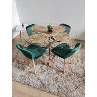 Comedor Warwick 120cm + 4 Sillas Mariposa Velvet Verde