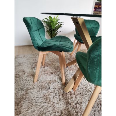 Imagen 2 del producto Comedor Warwick 120cm + 4 Sillas Mariposa Velvet Verde