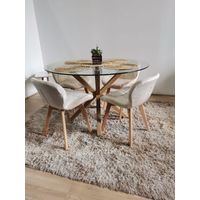 Comedor Warwick 120cm + 4 Sillas Mariposa Velvet Beige