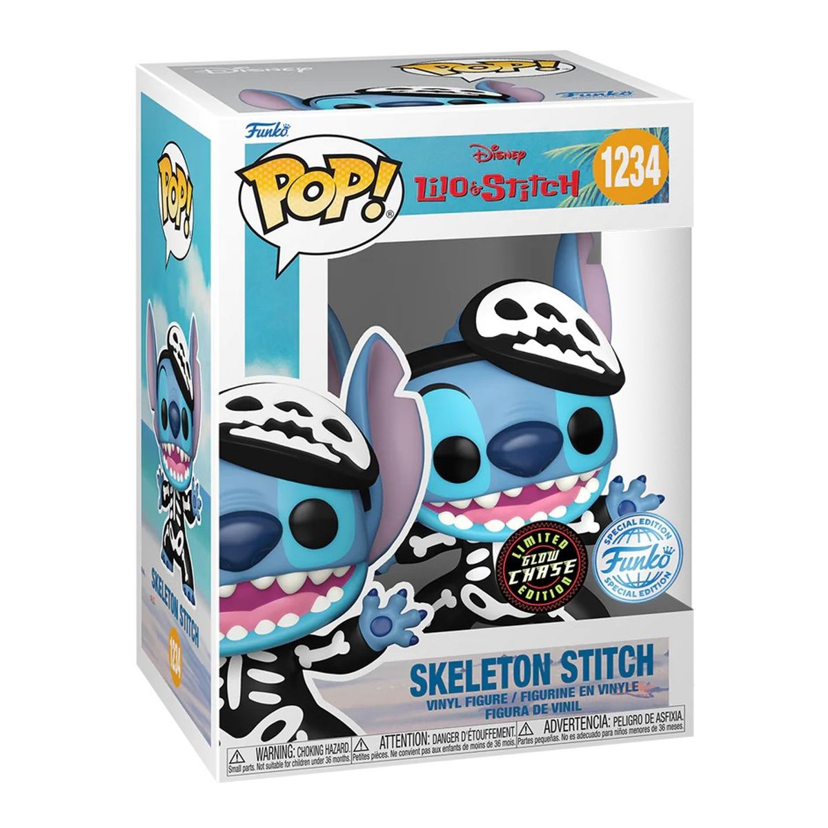 FUNKO - Funko Pop Disney Stitch Esqueleto 1234 Glow Chase