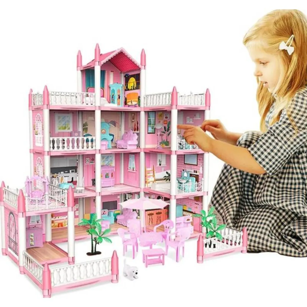 TNAKIEX - Casita Casa De Muñecas Con Muebles Castillo Diy Juguete