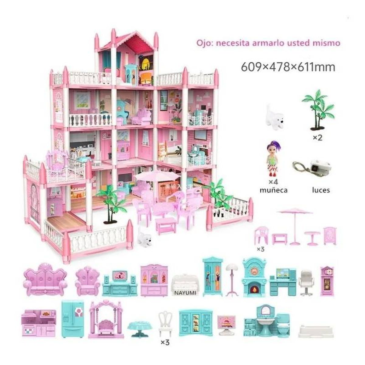 TNAKIEX - Casita Casa De Muñecas Con Muebles Castillo Diy Juguete