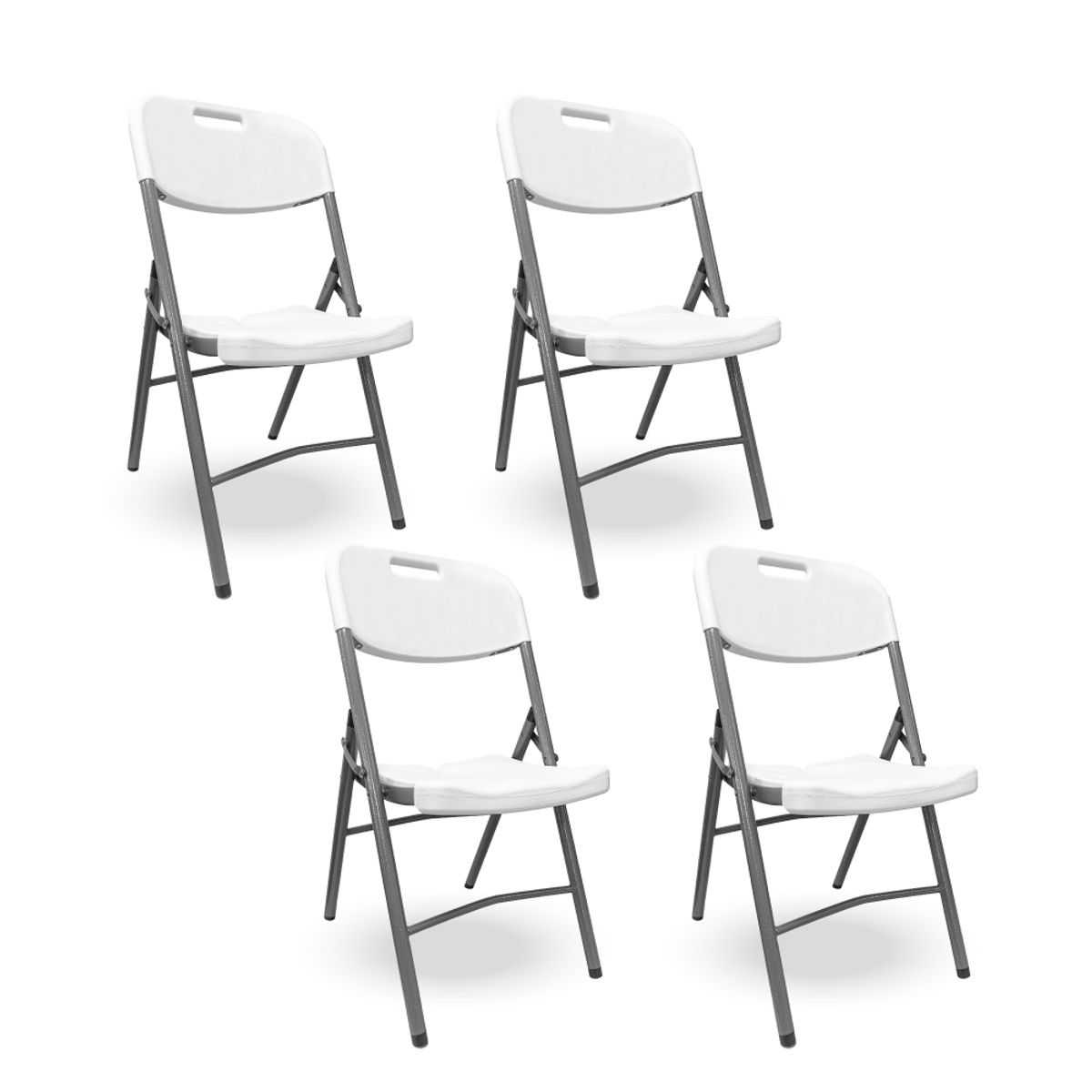 HOME&DESIGN - Pack 4 Sillas Blancas Plegables respaldo Liso