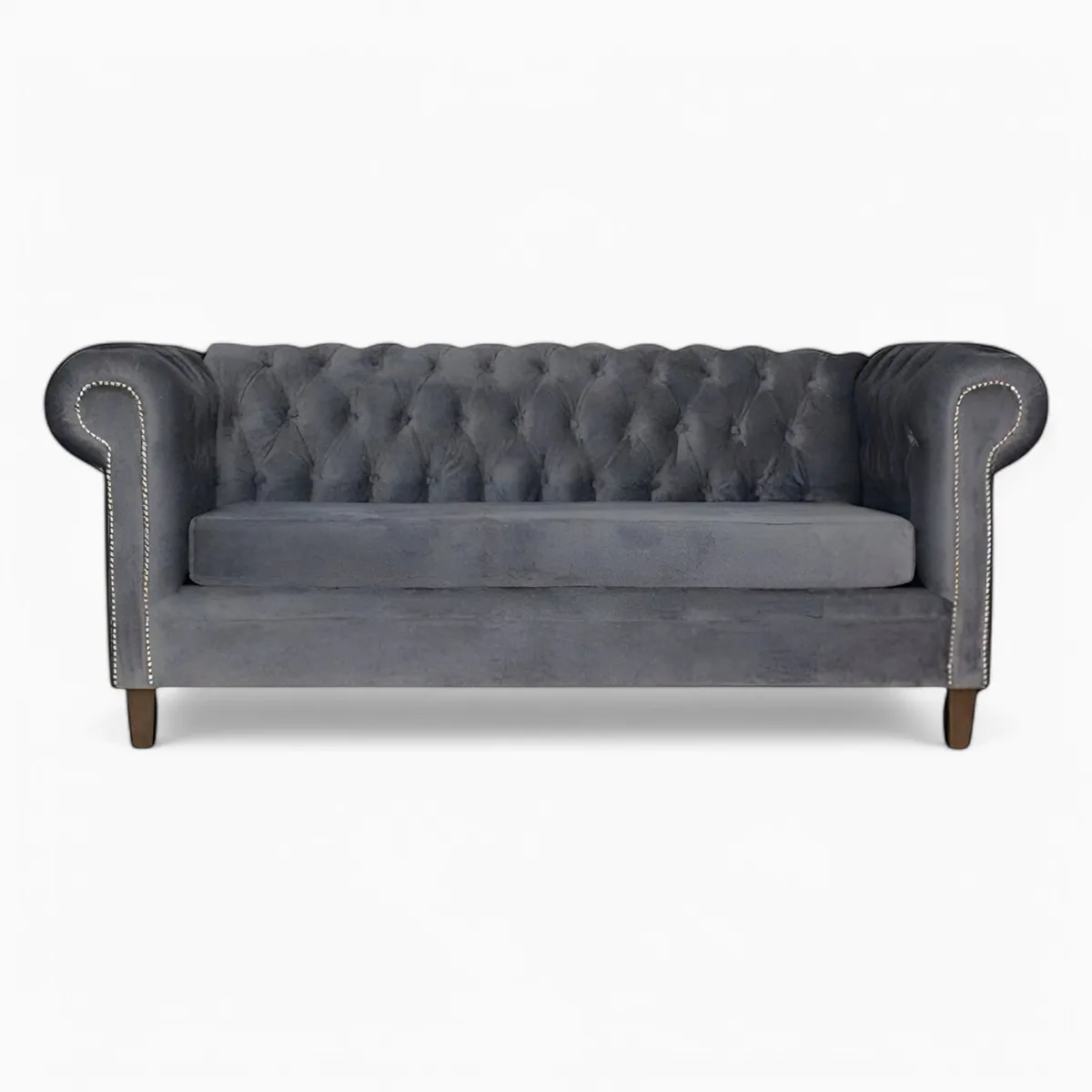 MUEBLERIA LATINA - SOFA FELPA 3 CUERPOS CHESTERFIELD CAPITONE BRABANTE GRIS