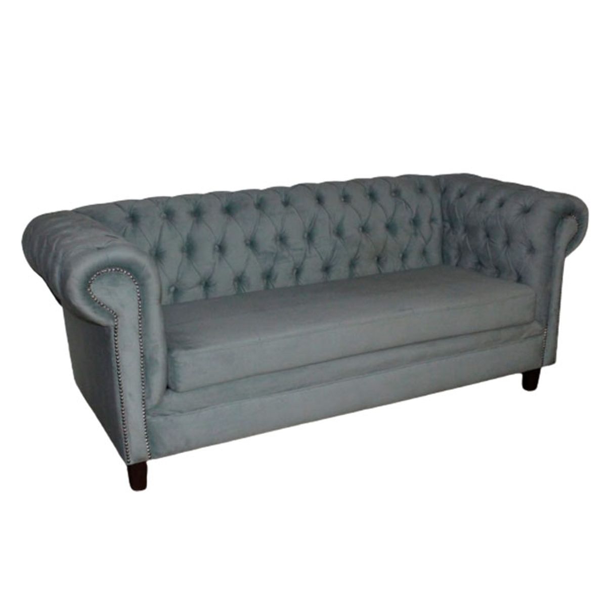 MUEBLERIA LATINA - SOFA FELPA 3 CUERPOS CHESTERFIELD CAPITONE BRABANTE VERDE AGUA