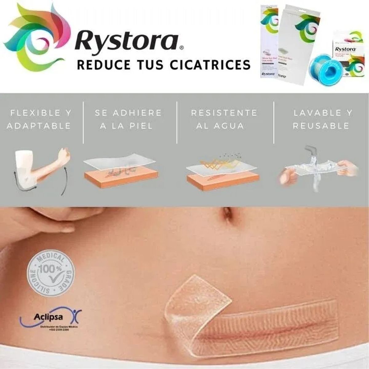 RYSTORA - Rollo De Silicona Para Cicatrices 2 Unidades