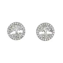 ANDREA COGGIOLA JOYAS - Aros Árbol De La Vida Circón Mini Plata Fina 925