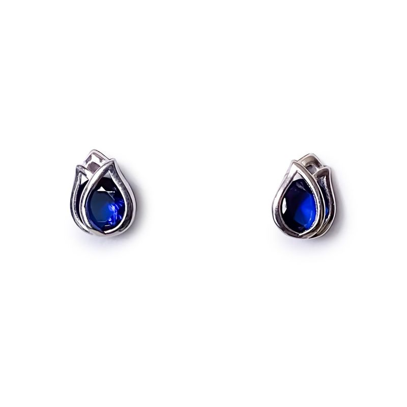 ANDREA COGGIOLA JOYAS - Aros Tulipán Circón Azul Plata Fina 925