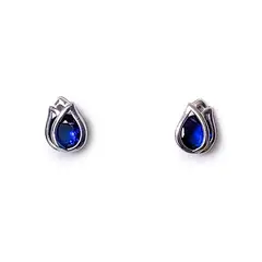 ANDREA COGGIOLA JOYAS - Aros Tulipán Circón Azul Plata Fina 925