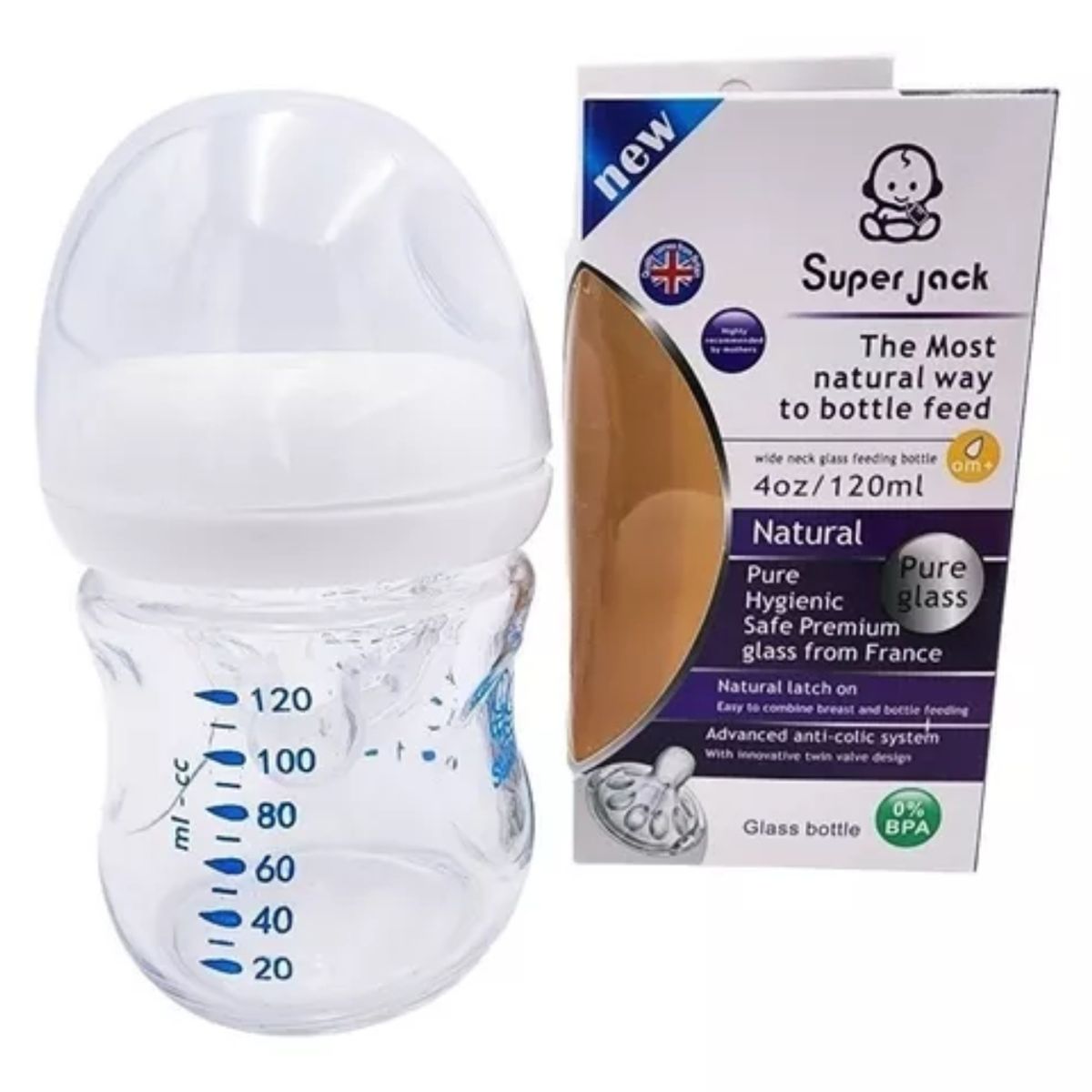 OEM - BIBEROON MAMADERA DE VIDRIO TETERO  DE 120 ML