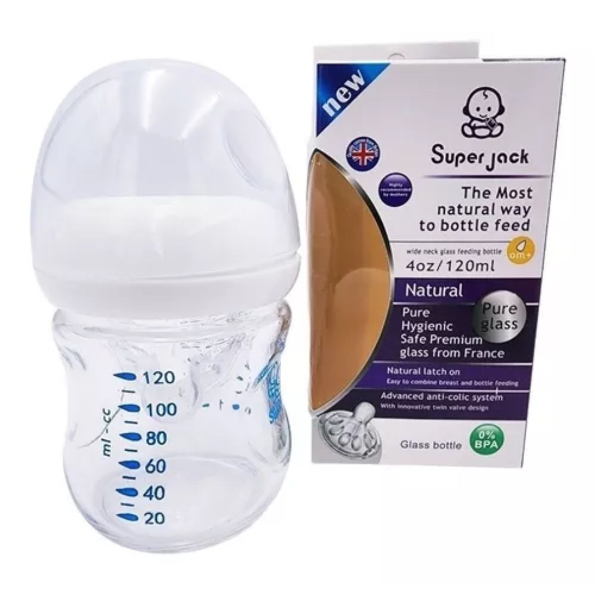 OEM - BIBEROON MAMADERA DE VIDRIO TETERO  DE 120 ML