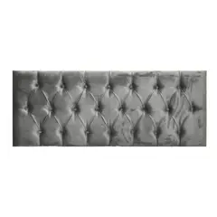 DULCES SUEÑOS - Respaldo Capitone para Camas de 1.5 Plaza Gris Oscuro Felpa
