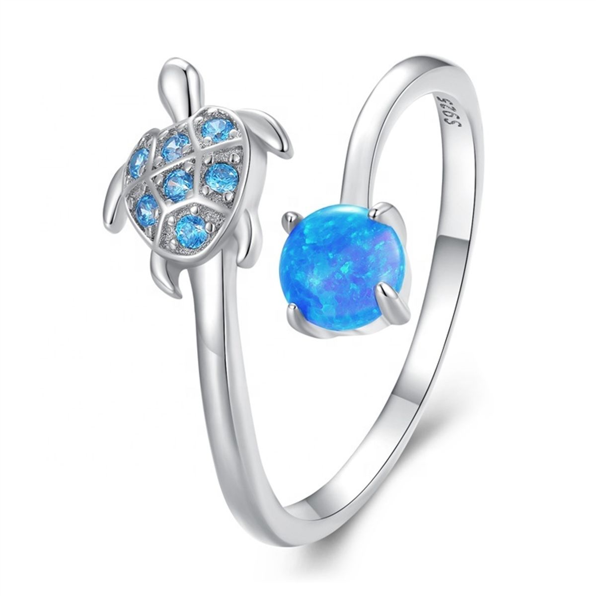 GENERICO - Anillo tortuga opalo plata 925 ajustable