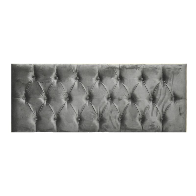 DULCES SUEÑOS - Respaldo Capitone de Cama para 2 Plazas Gris Oscuro Felpa