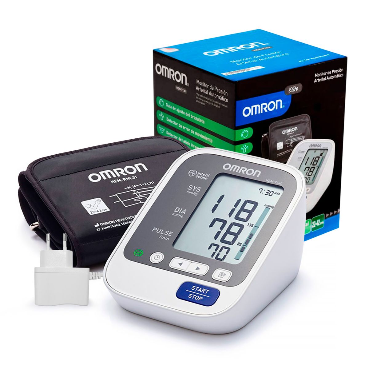 TOPMEDIC - Toma Presion Digital Omron 7130 Tensiometro Medidor de Presion Arterial + Conector Electrico