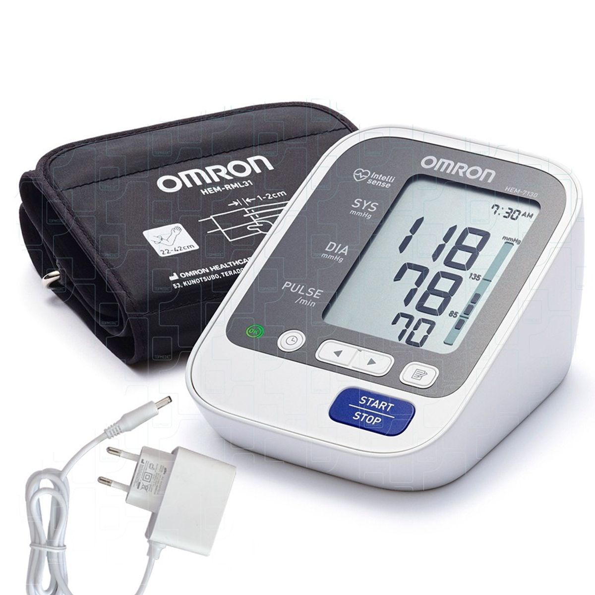 TOPMEDIC - Toma Presion Digital Omron 7130 Tensiometro Medidor de Presion Arterial + Conector Electrico