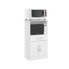HOGA - Mueble para Microondas con Puerta Luna Blanco