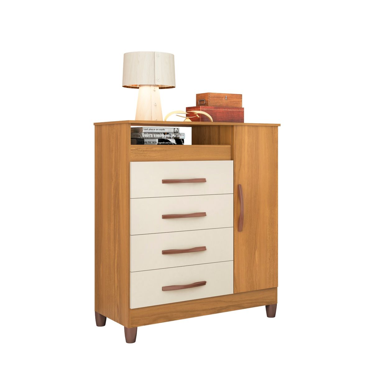 TAHUARI - Comoda Turqueza carvalho grife off white