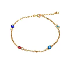 ANDREA COGGIOLA JOYAS - Tobillera Ojos Turcos Colores Enchapada Oro 18K
