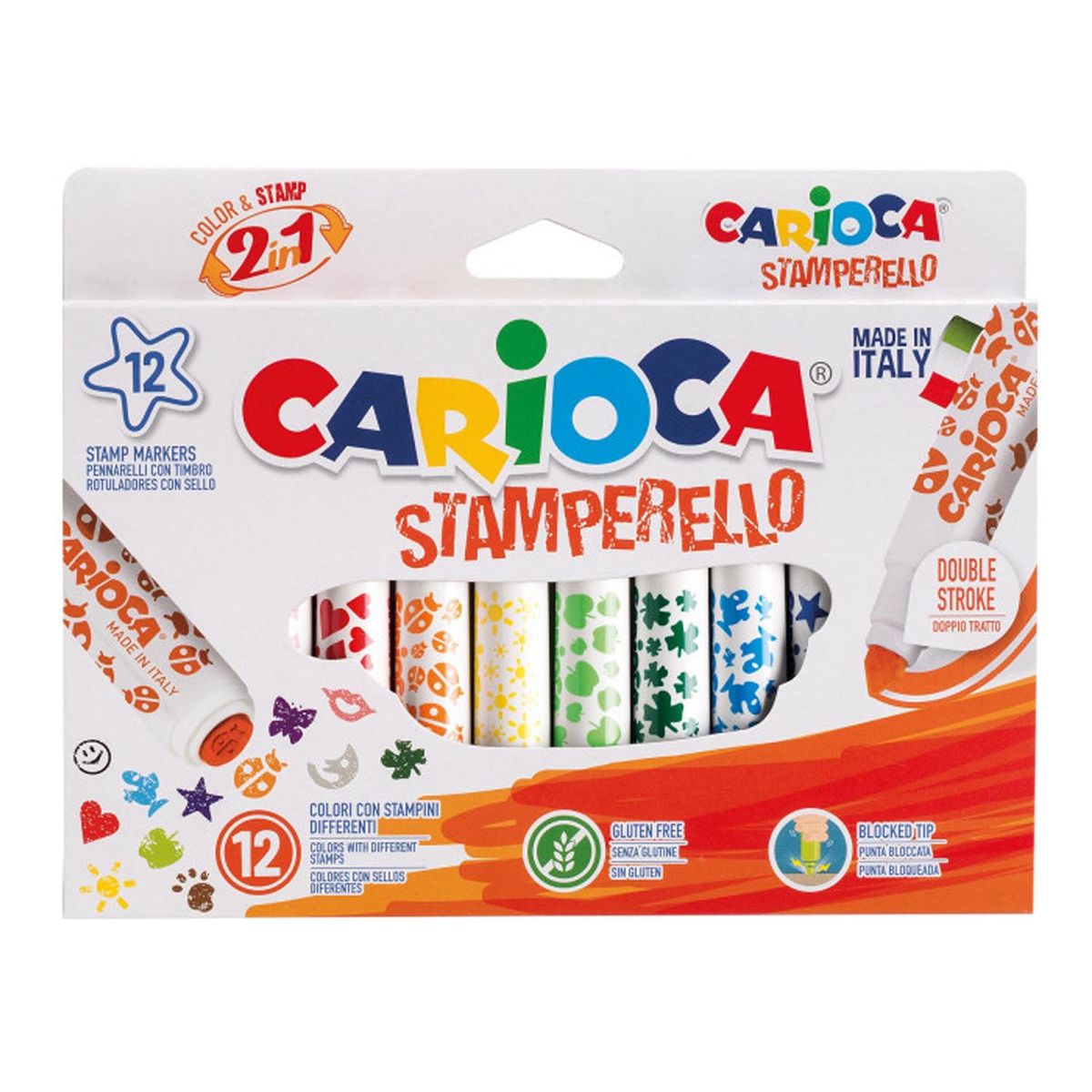 CARIOCA - Plumones Carioca Stamperello doble punta con sello(12 colores)