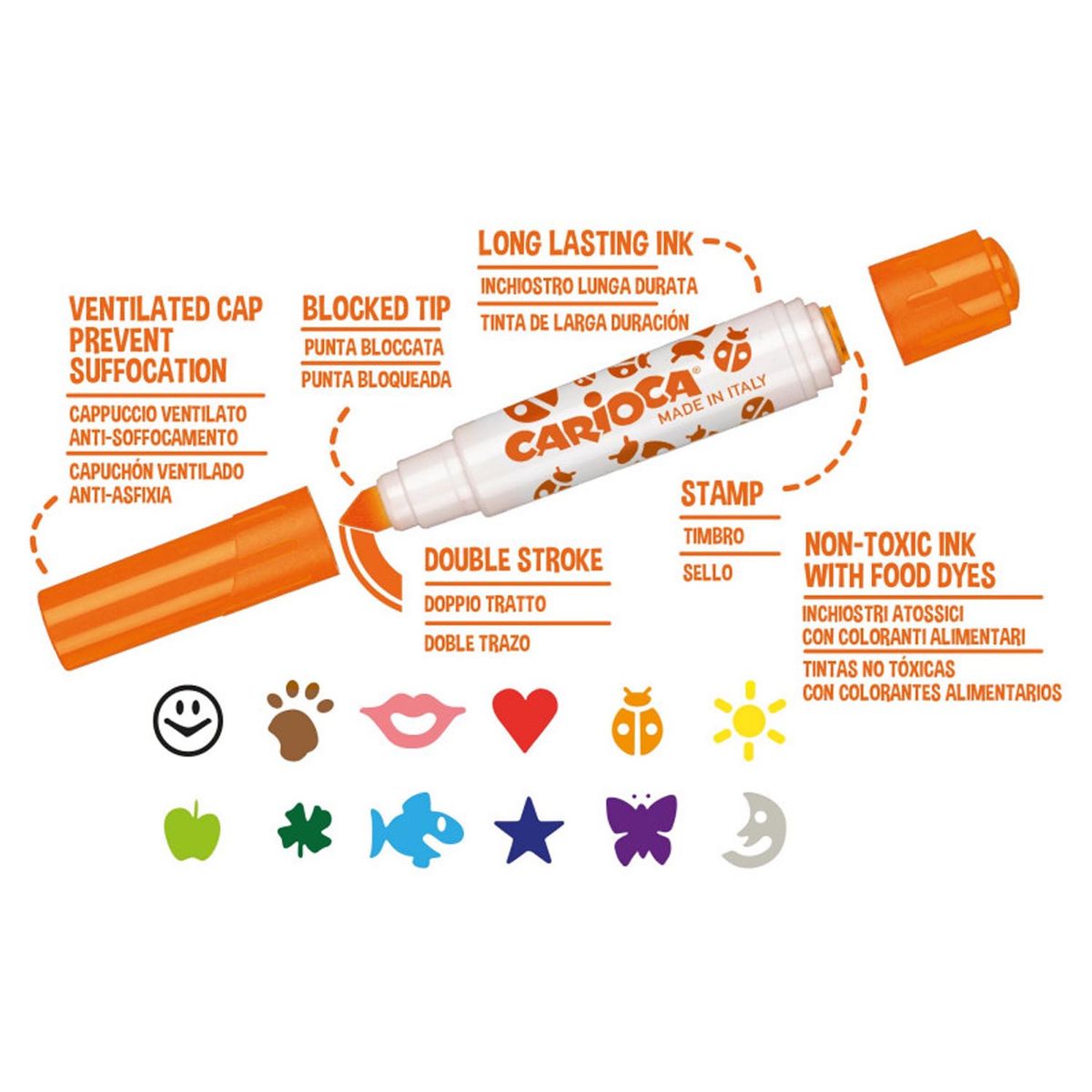 CARIOCA - Plumones Carioca Stamperello doble punta con sello(12 colores)
