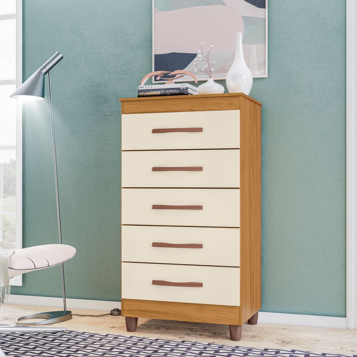 TAHUARI - Comoda Esmeralda carvalho grife off white