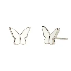 GENERICO - Aros Mariposa Blanca para niña o mujer, plata 925 - Azul Zafira