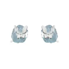 GENERICO - Aros Mariposa en Piedra Azul para mujer, plata 925 - Azul Zafira