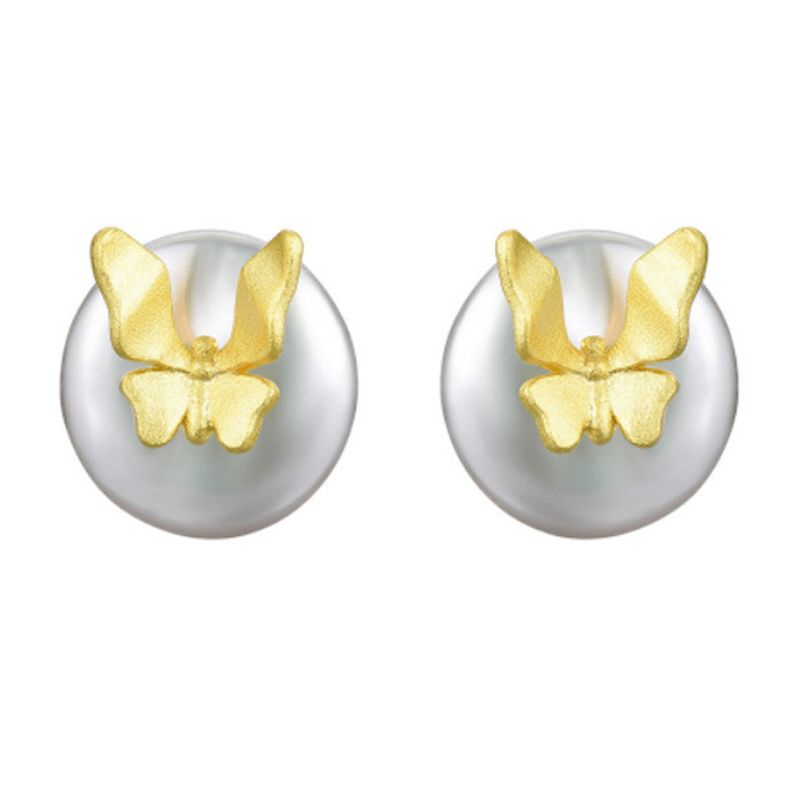 GENERICO - Aros Mariposa en Perla para mujer, plata 925 - Azul Zafira