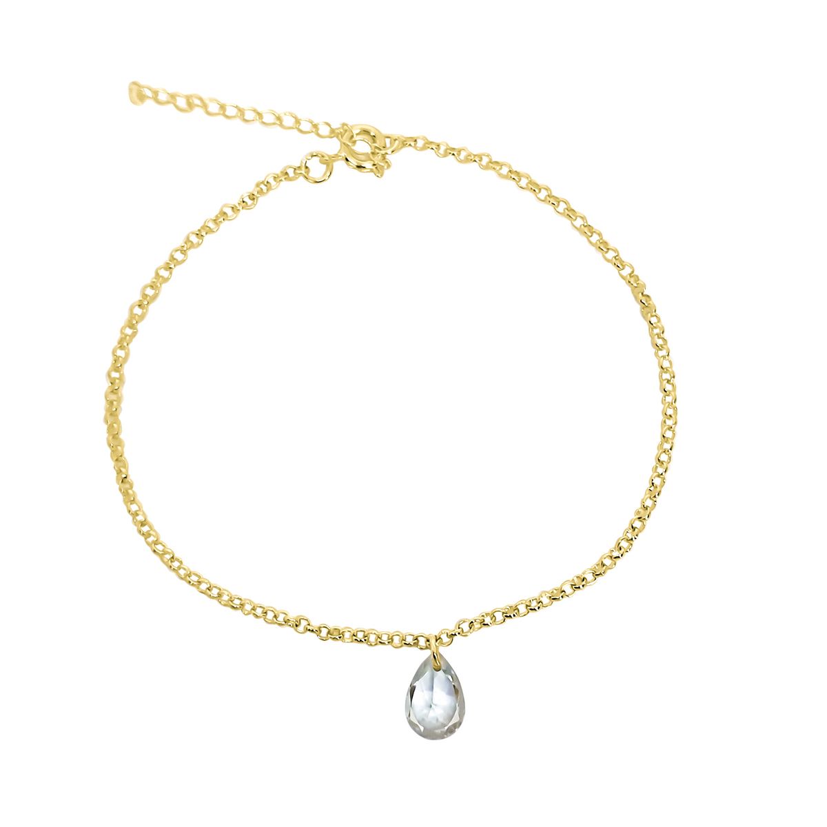 COGGIOLA - Tobillera Gota Circón Facetado Enchapado Oro 18K