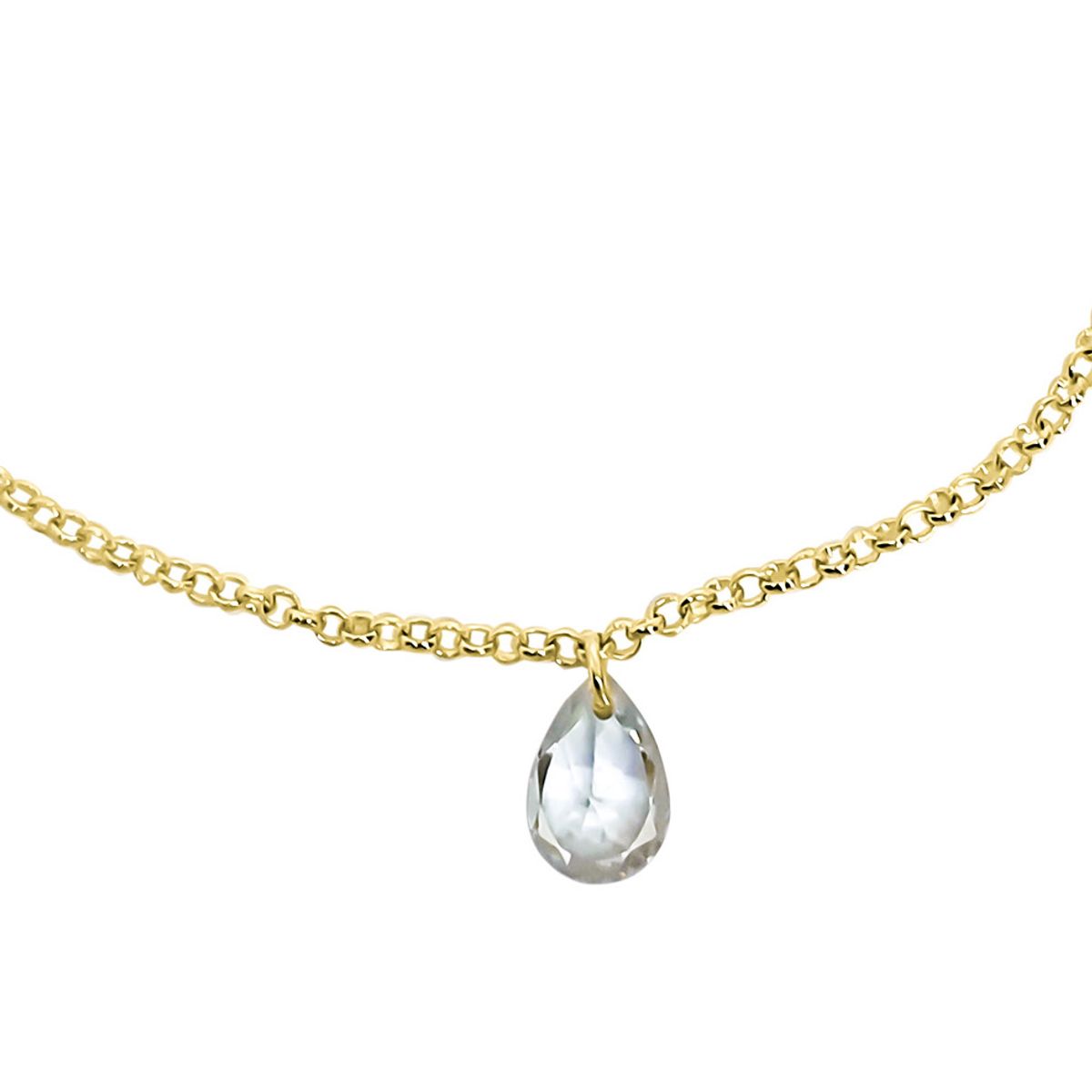 COGGIOLA - Tobillera Gota Circón Facetado Enchapado Oro 18K