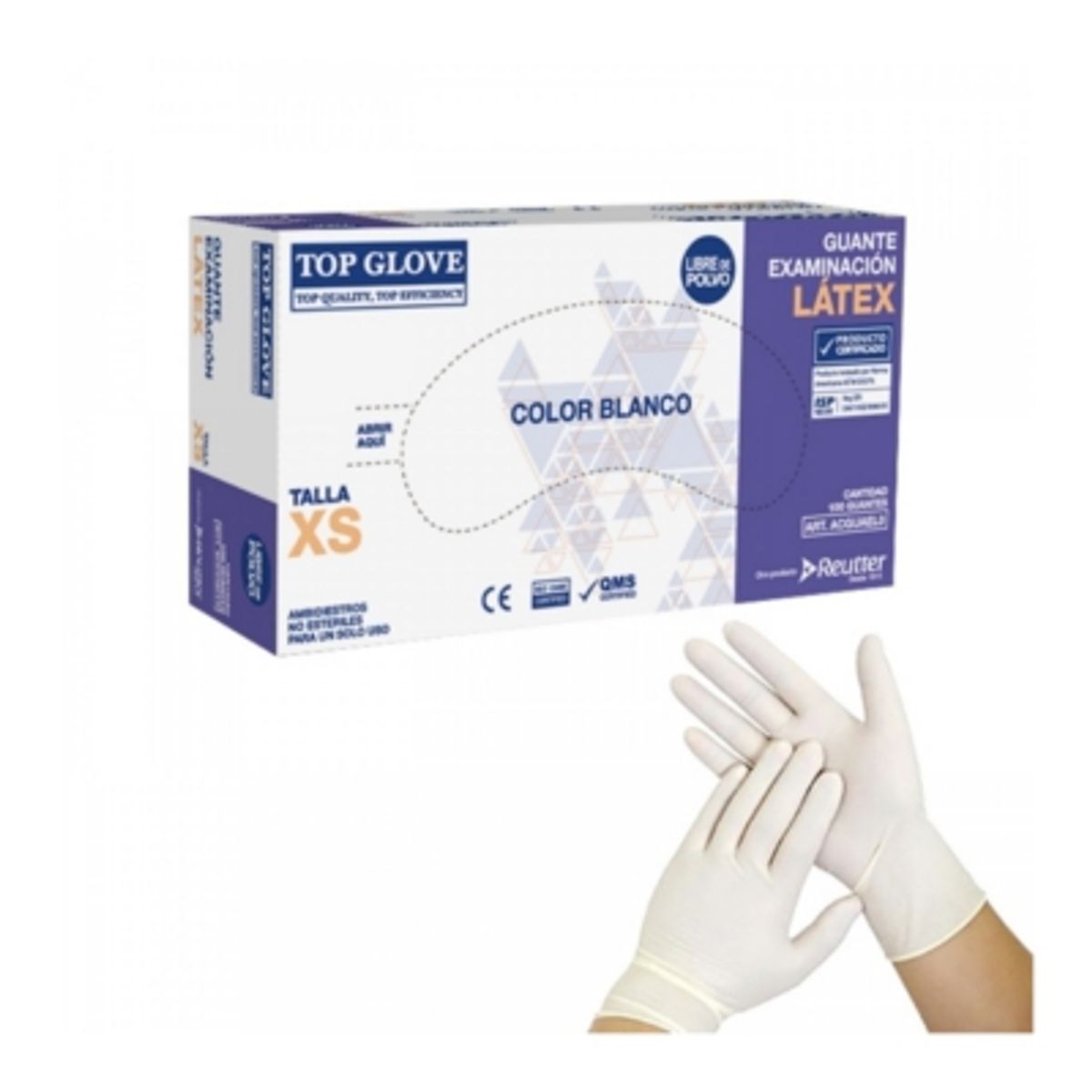 TOP GLOVE - Guantes De Látex Sin Polvo Talla Xs Top Glove