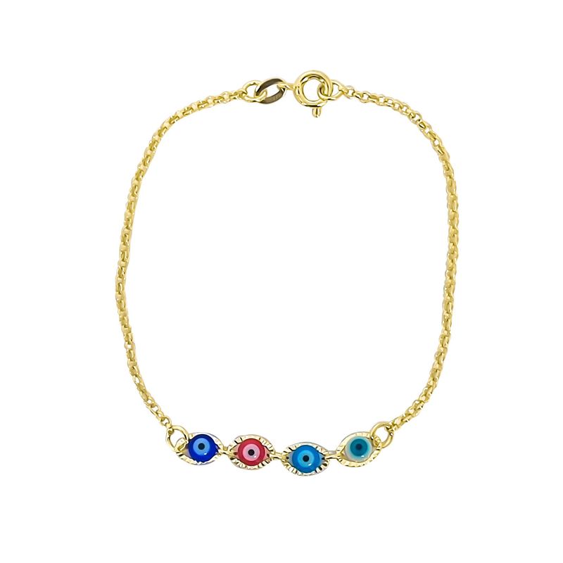 ANDREA COGGIOLA JOYAS - Pulsera Ojos Turcos Colores Enchapada Oro 18K