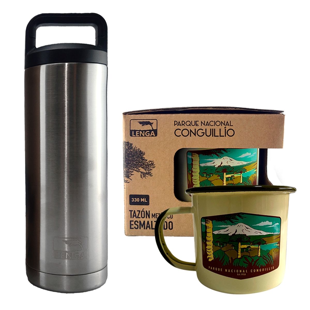 LENGA - Pack Tazón Parque Conguillio con Botella Inox 532ml Lenga®