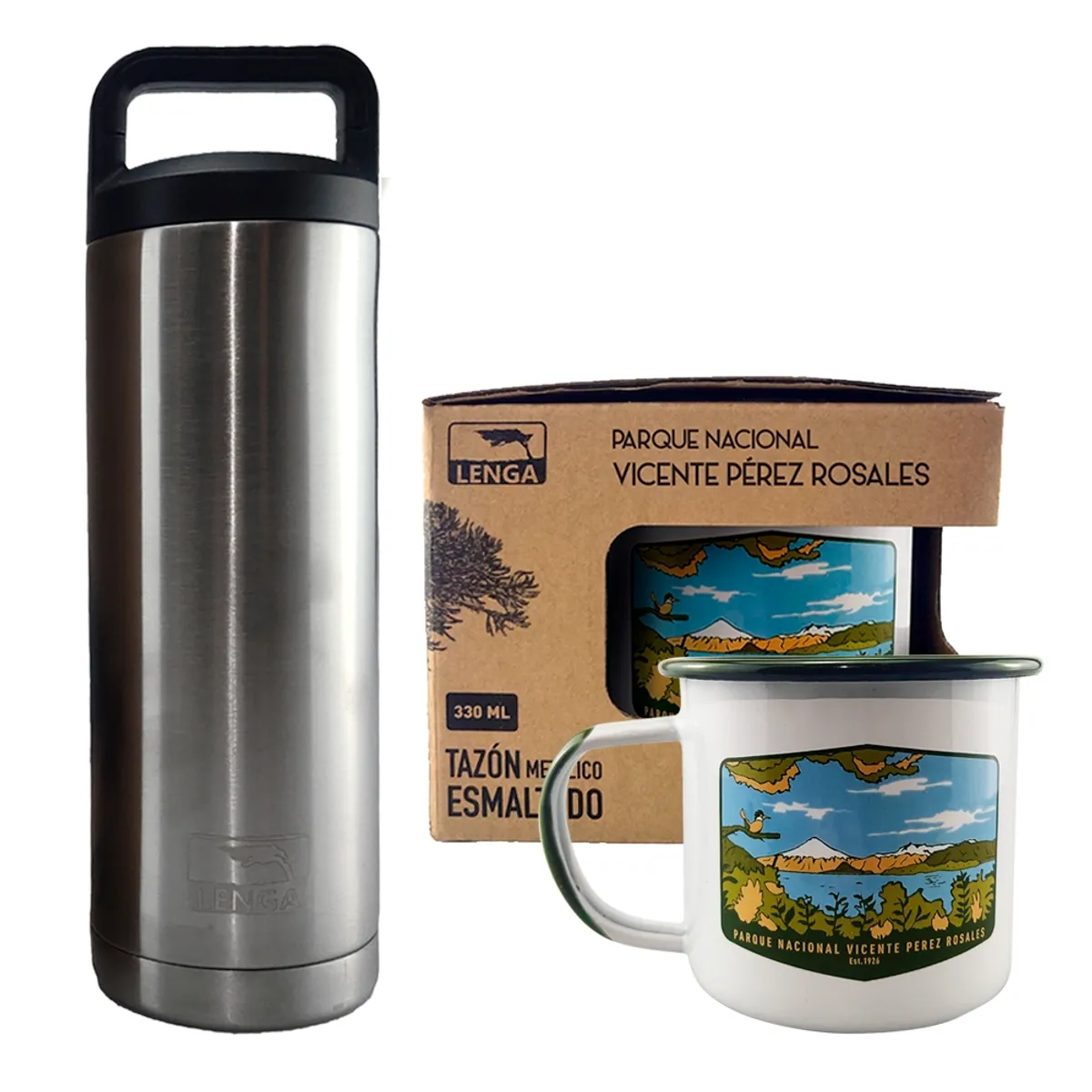 LENGA - Pack Tazón Parque Vicente Perez Rosales con Botella Inox 532ml Lenga®