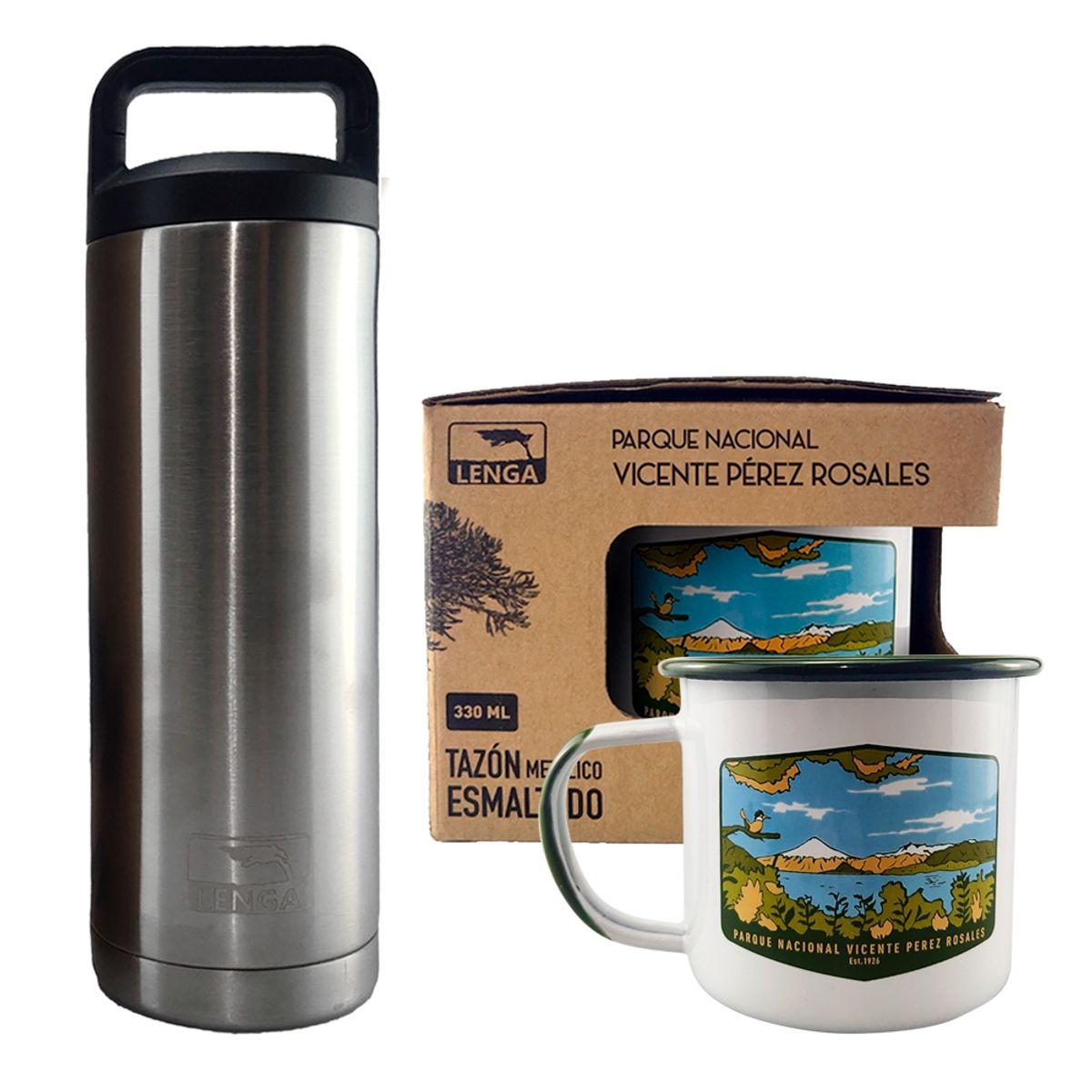 LENGA - Pack Tazón Parque Vicente Perez Rosales con Botella Inox 532ml Lenga®