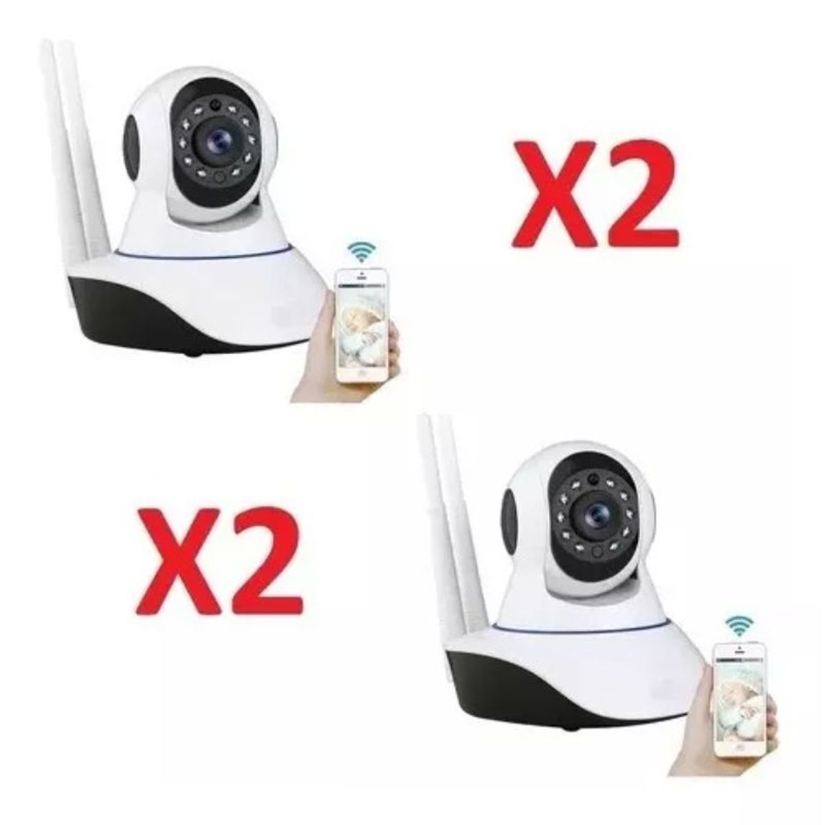 GENERICO - Pack X2 Camaras Ip Wifi Hd Vision Nocturna 360°
