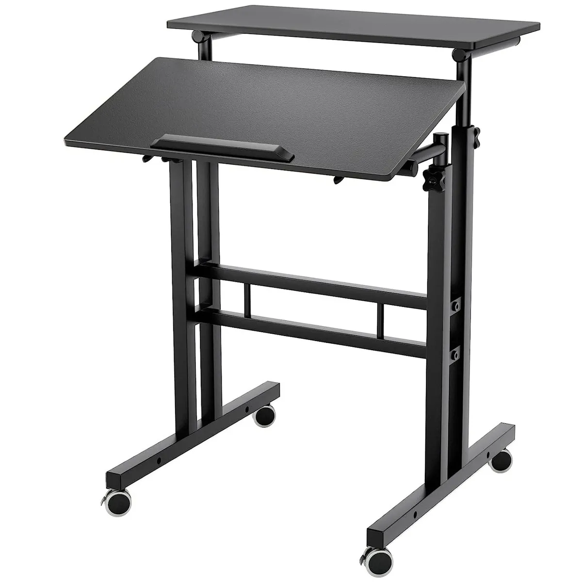 NEWO - Escritorio mesa convertible altura ajustable con ruedas